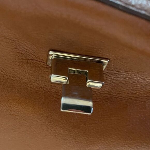 Cole Haan Brown Pebble Leather Chain Flap Shoulder Bag - Picture 5 of 5